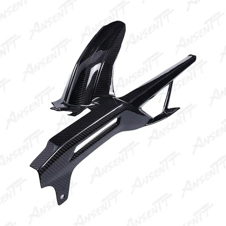 Carbon Fiber Rear Hugger with Chain Guard for BMW F900XR 2019-2024 - 2x2 Twill Glossy