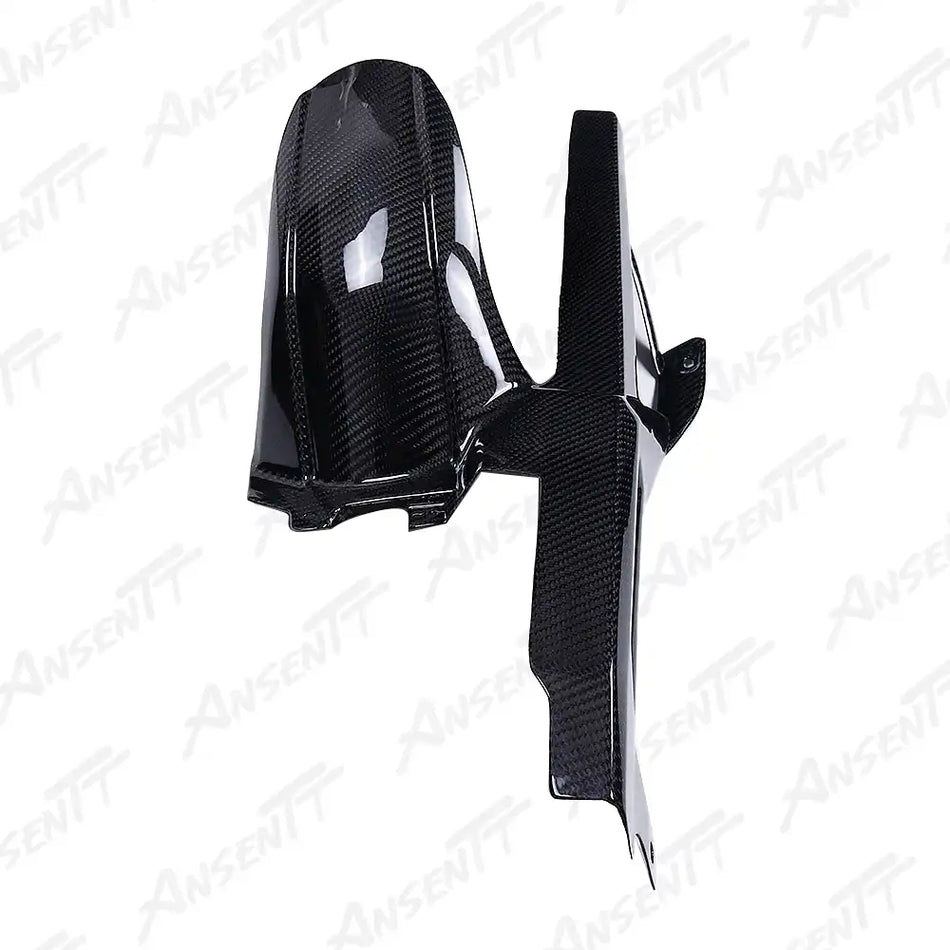 Carbon Fiber Rear Hugger with Chain Guard for BMW F900XR 2019-2024 - 2x2 Twill Glossy