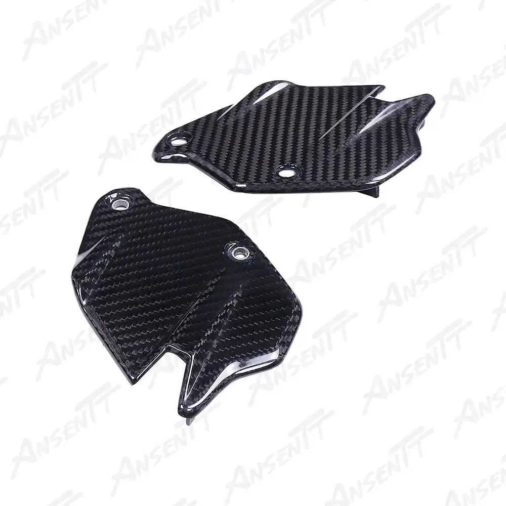 Carbon Fiber Rearset Heel Guards (Pair) for BMW F900XR 2020-2024 - 2x2 Twill Glossy