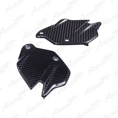 Carbon Fiber Rearset Heel Guards (Pair) for BMW F900XR 2020-2024 - 2x2 Twill Glossy