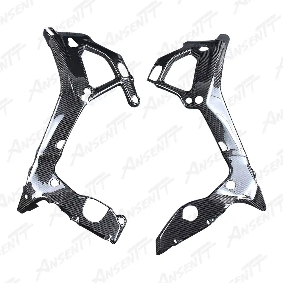 Carbon Fiber Frame Covers (Pair) for BMW S1000RR 2019-2022, 2x2 Twill Weave (Glossy)