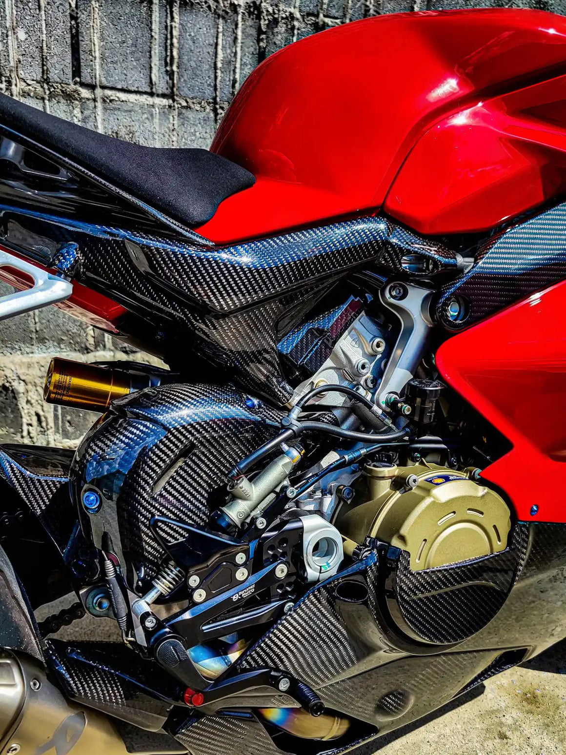 Carbon Fiber Rear Subframe Covers Protectors (Pair) for Ducati Panigale V4  V4S 2020-2022 - 2x2 Twill Glossy