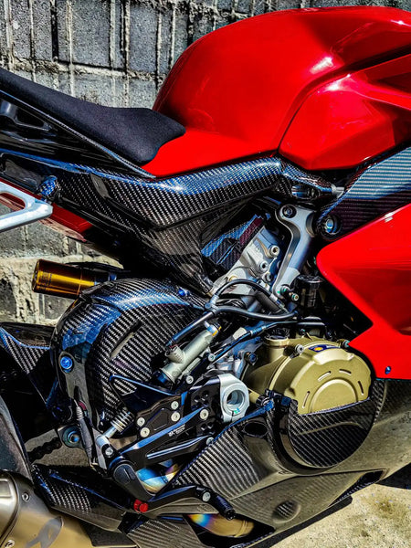 Carbon Fiber Rear Subframe Covers Protectors (Pair) for Ducati Panigale V4  V4S 2020-2022 - 2x2 Twill Glossy