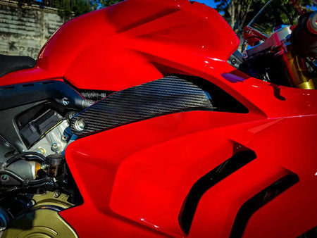 Carbon Fiber Frame Covers Protectors (Pair) for Ducati Panigale V4 V4S V4SP & Streetfighter V4 V4S V4SP 2018-2024 - 2x2 Twill Glossy