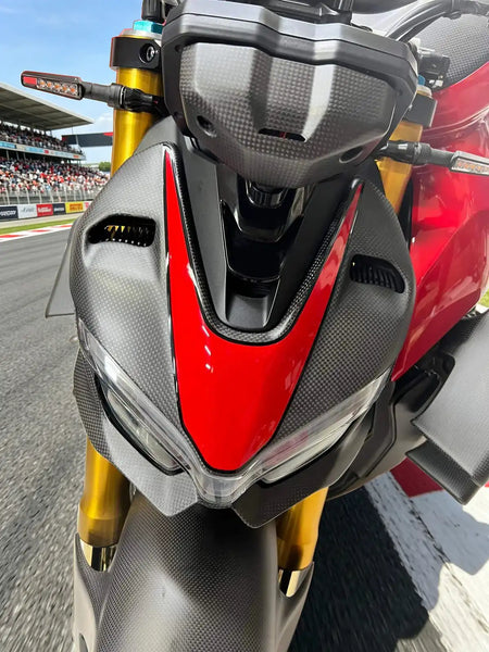 Carbon Fiber Headlight Lower Fairing Guard for Ducati Streetfighter V4 V4S V4SP V2 2020-2024 - 2x2 Twill Glossy