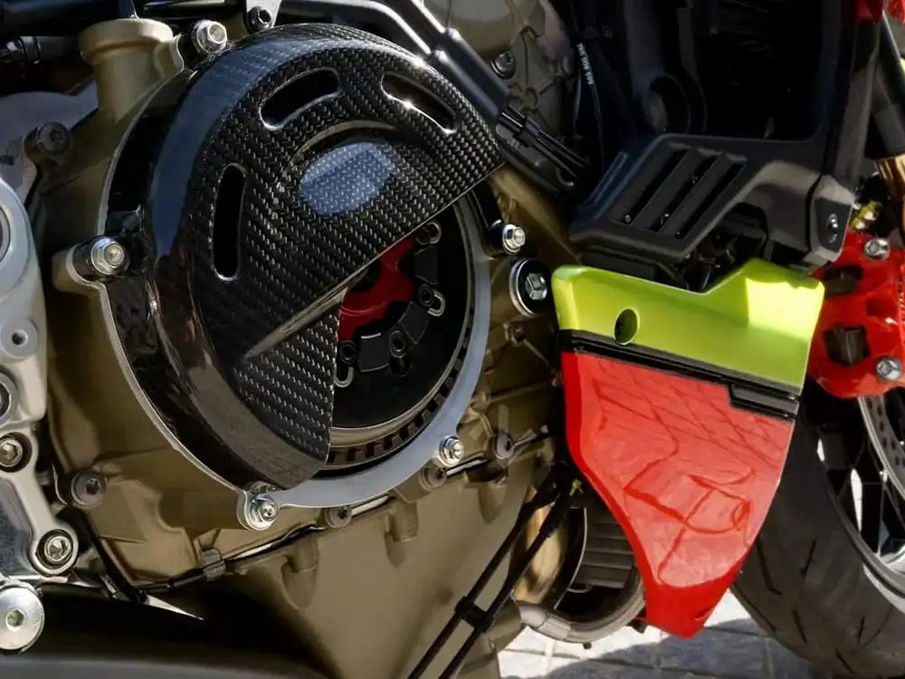 Carbon Fiber Dry Clutch Case Cover Protector for Ducati Panigale V4 V4S V4R & Streetfighter V4 V4S 2018-2024 - 2x2 Twill Glossy