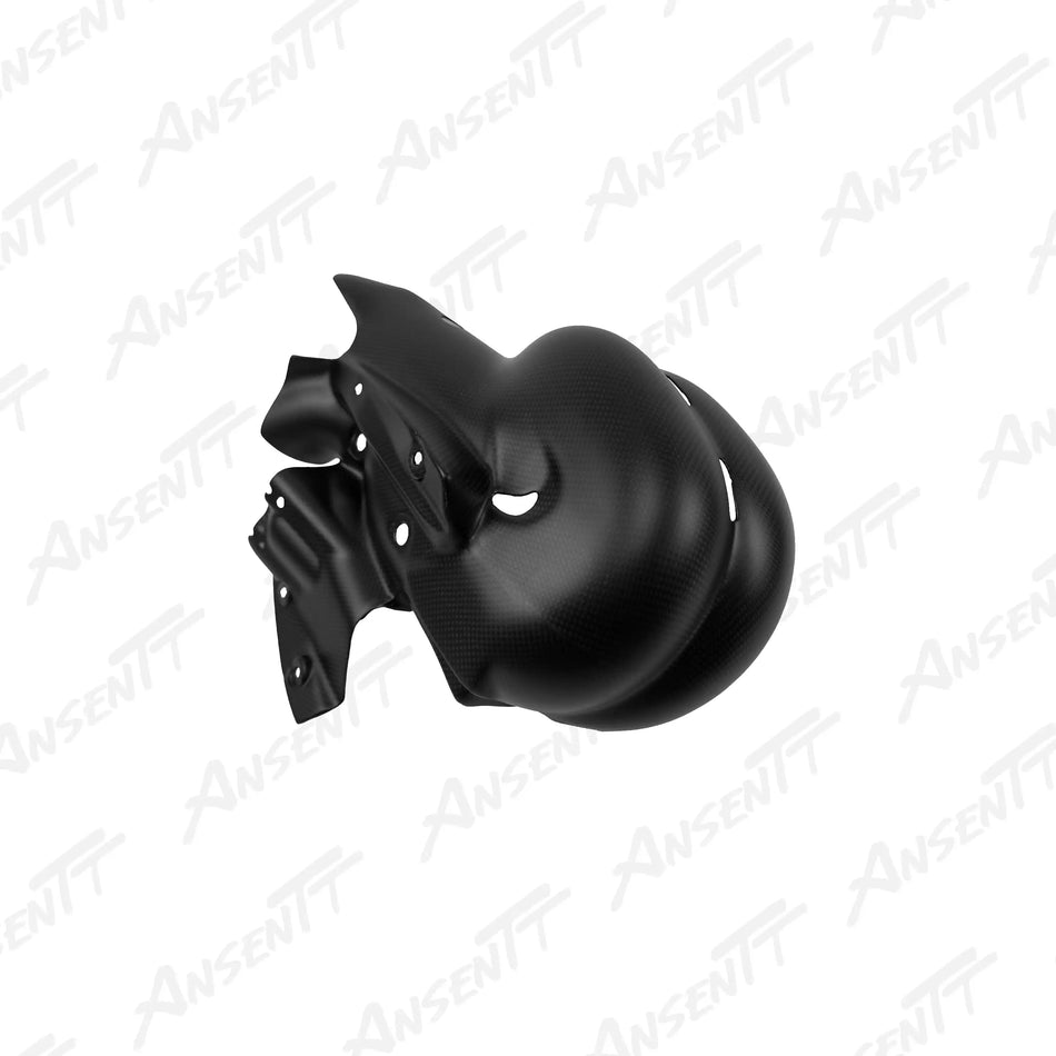 Carbon Fiber Exhaust Heat Shield Cover for Ducati Panigale V4  V4S & Streetfighter V4  V4S 2021-2024 (Euro 5  Stock Exhaust) - 2x2 Twill Glossy