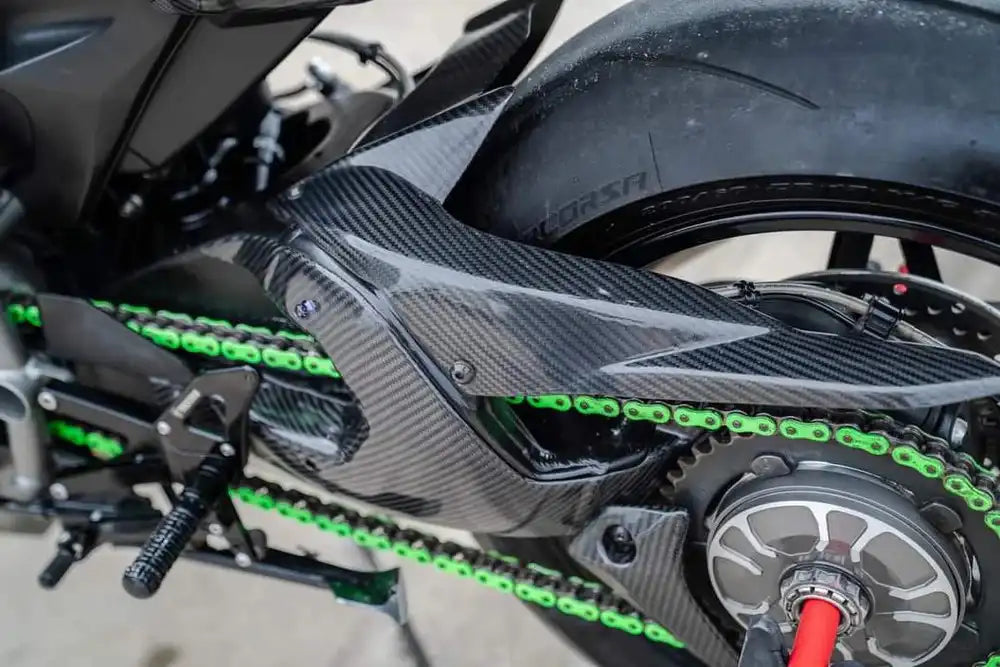 Carbon Fiber Swingarm Cover for Kawasaki Ninja H2 H2C H2R 2015-2024 - 2x2 Twill Glossy