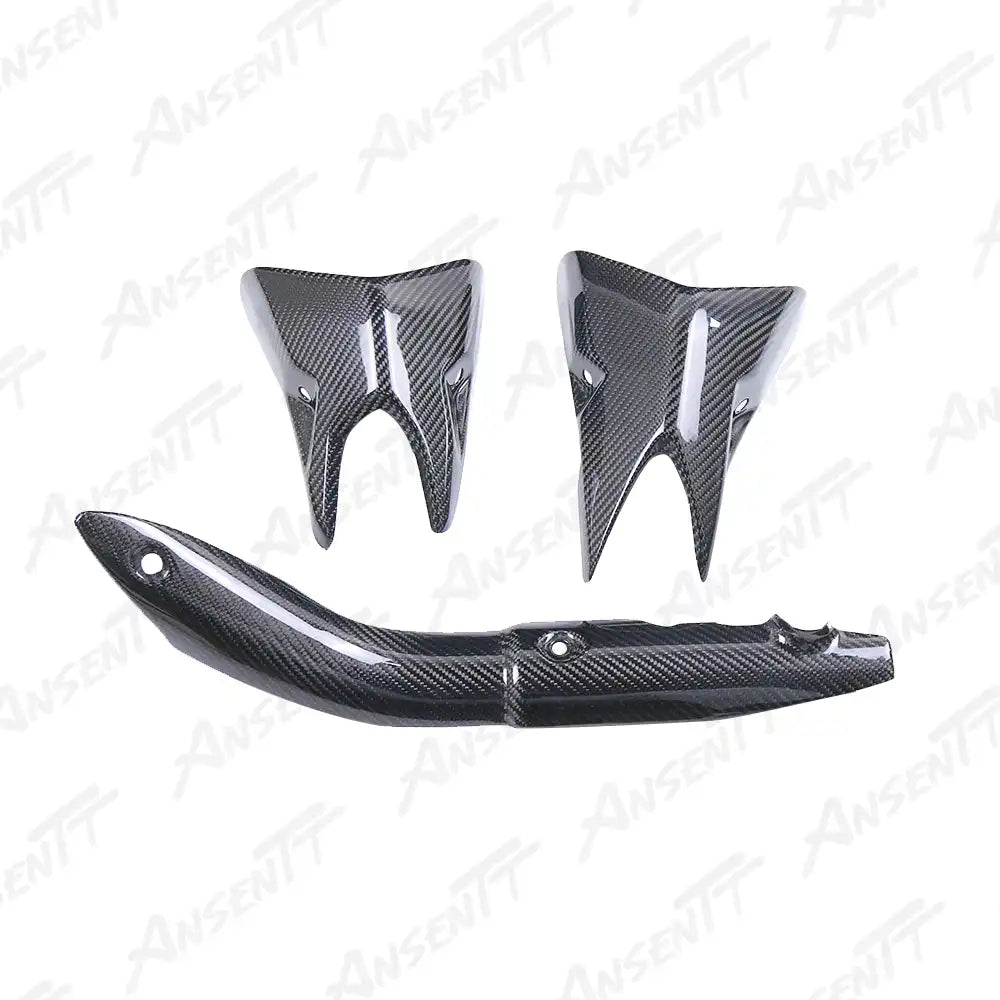 Carbon Fiber Exhaust Heat Shield Covers (Pair) for Kawasaki Z1000 Z1000R 2014-2024 - 2x2 Twill Glossy