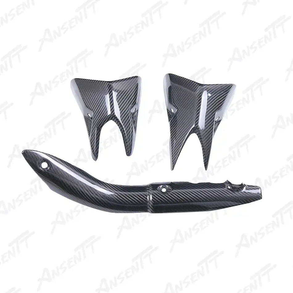 Carbon Fiber Exhaust Heat Shield Covers (Pair) for Kawasaki Z1000 Z1000R 2014-2024 - 2x2 Twill Glossy