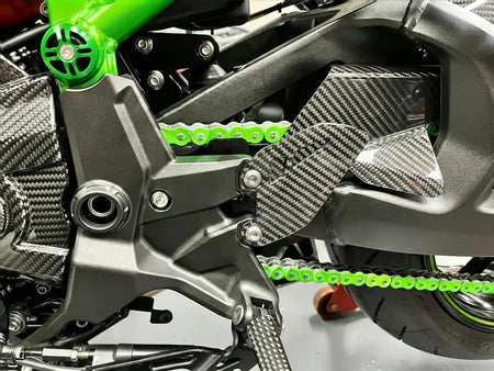 Carbon Fiber Heel Guards for Kawasaki Z H2 Z H2 SE 2020-2026 - 2x2 Twill Glossy