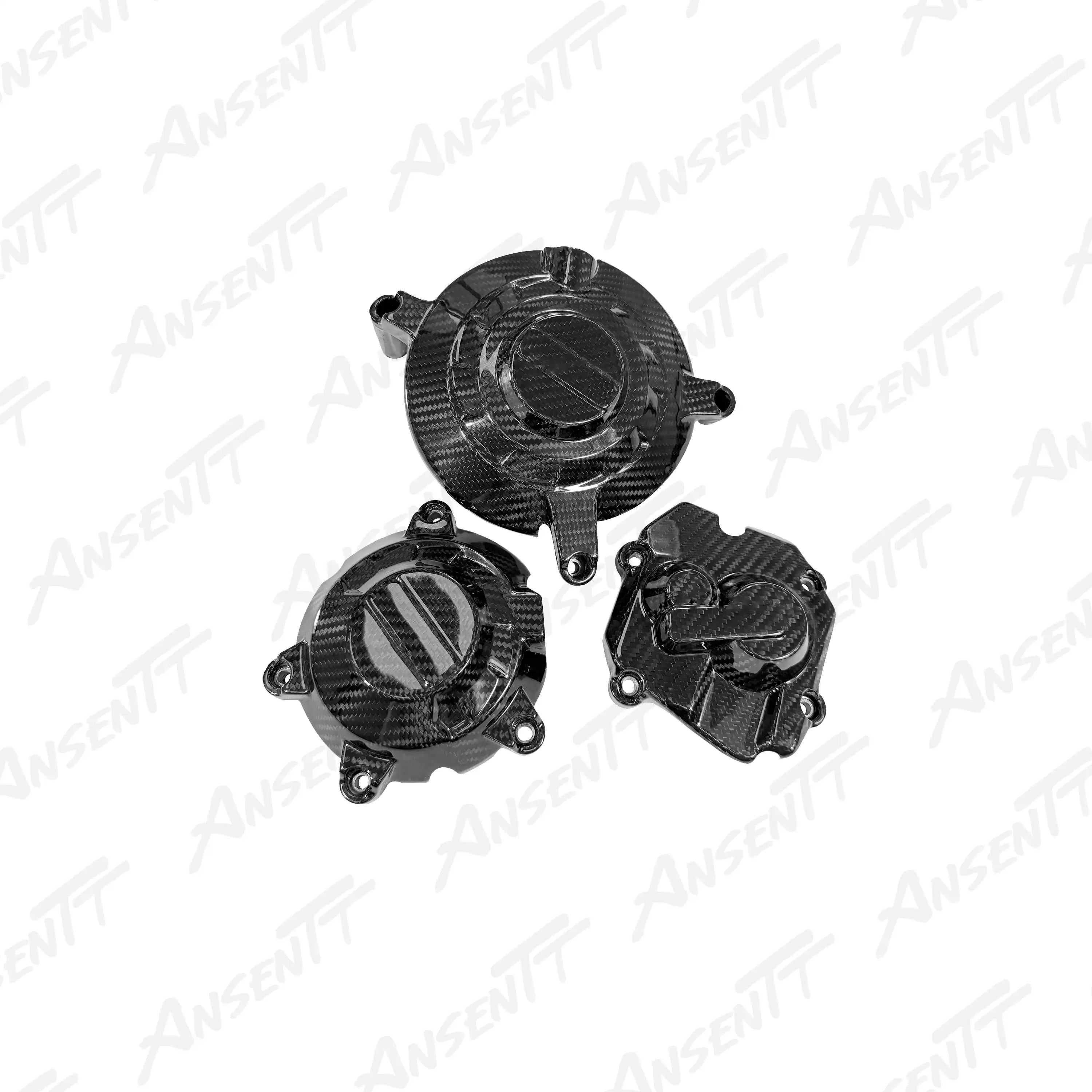 Carbon Fiber Engine Case Covers 3-Piece Set for Kawasaki Ninja ZX-10R 2021-2025 - 2x2 Twill Glossy