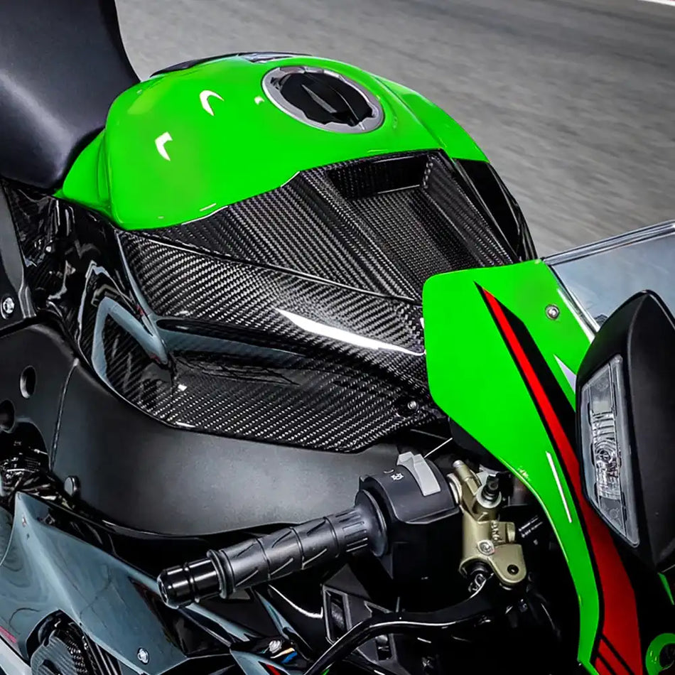 Carbon Fiber Upper Tank Cover for Kawasaki Ninja ZX-10R 2021-2025 - 2x2 Twill Glossy