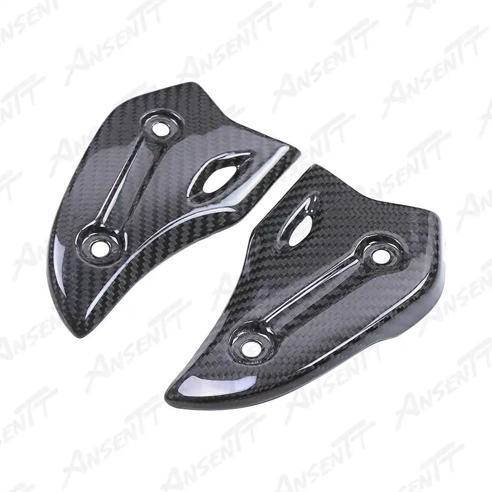Carbon Fiber Heel Guards (Pair) for Suzuki GSX1300R Hayabusa 2021-2025, 2x2 Twill Weave (Glossy)
