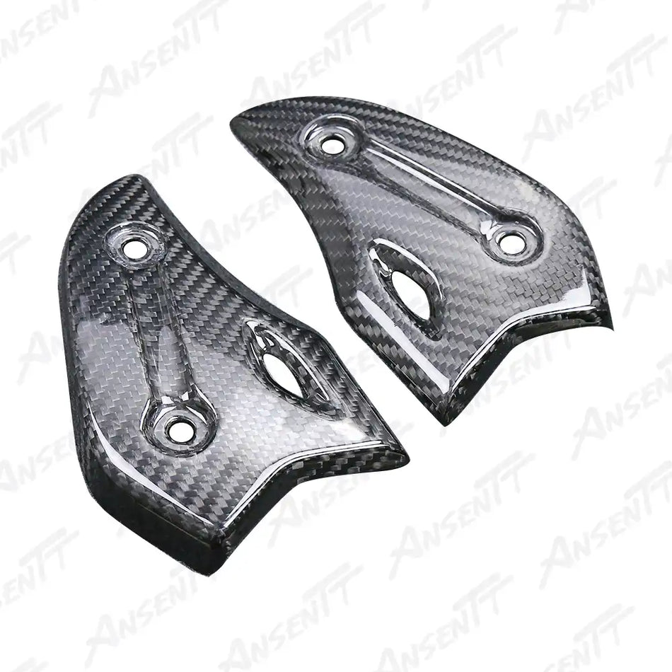 Carbon Fiber Heel Guards (Pair) for Suzuki GSX1300R Hayabusa 2021-2025, 2x2 Twill Weave (Glossy)