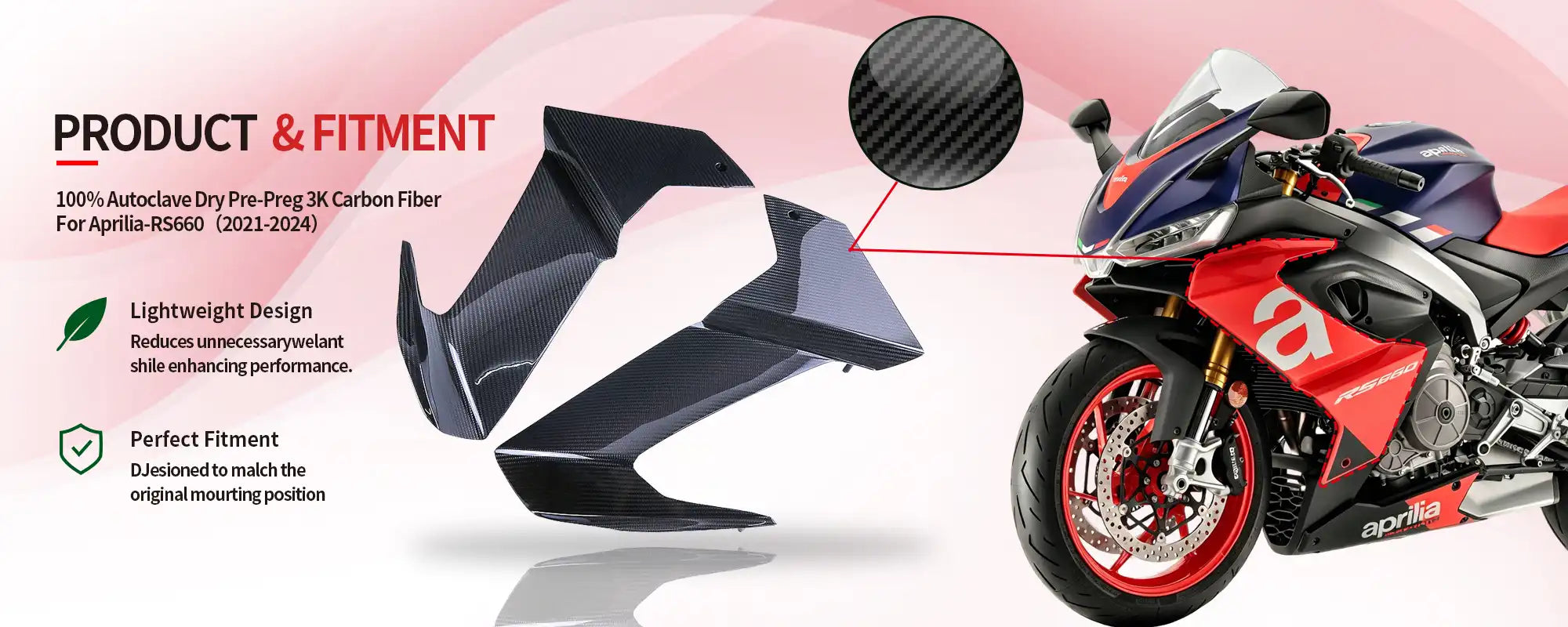 Carbon Fiber Side Fairing Panels (Pair) for Aprilia RS660 2021-2024 - 2x2 Twill Glossy