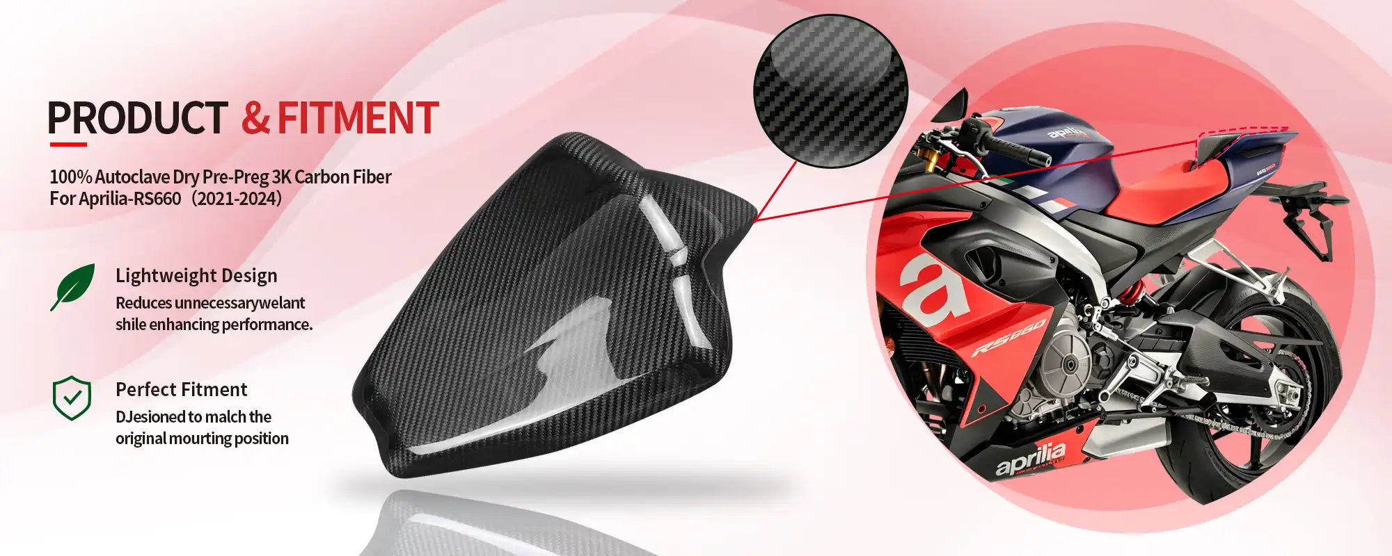 Carbon Fiber Rear Seat Cowl Cover for Aprilia RS660 2021-2024 - 2x2 Twill Glossy