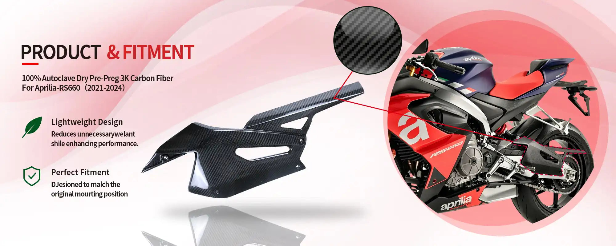Carbon Fiber Swingarm Cover with Chain Guard for Aprilia RS660 2021-2024 - 2x2 Twill Glossy