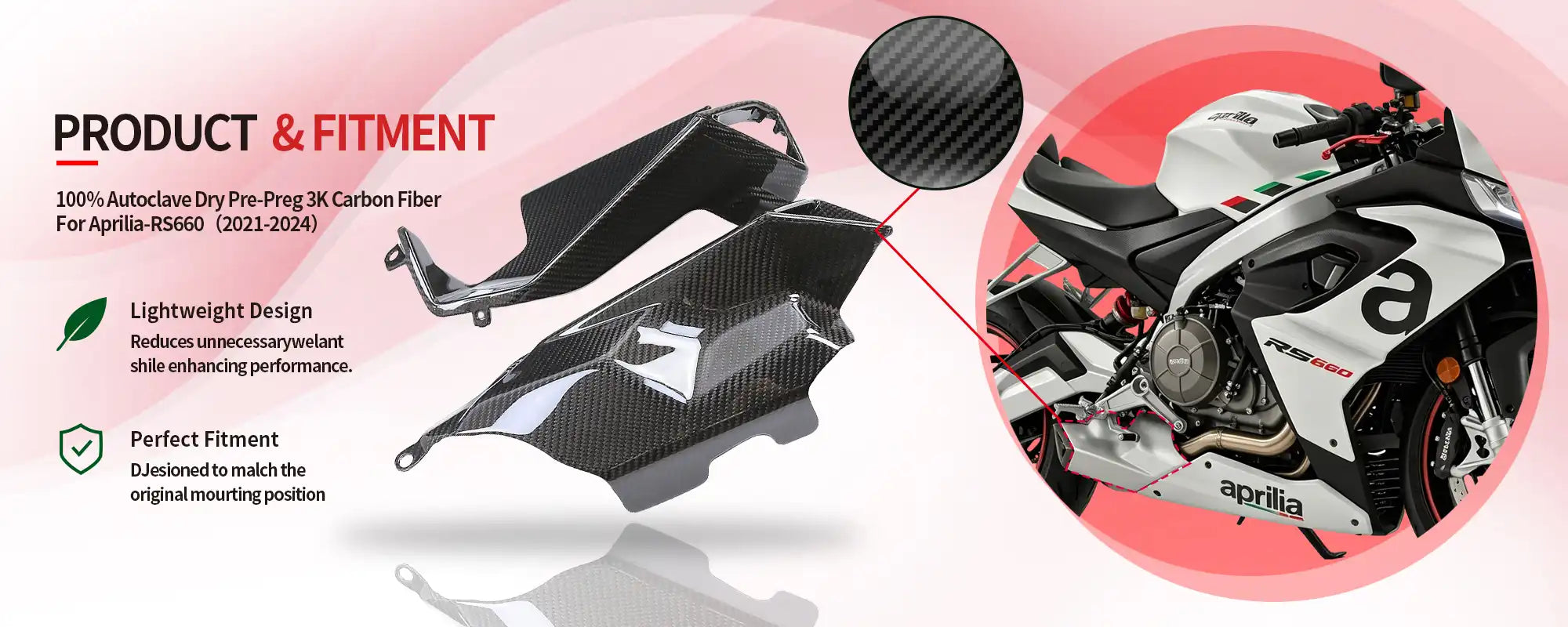 Carbon Fiber Exhaust Heat Shield for Aprilia RS660 2021-2024 - 2x2 Twill Glossy