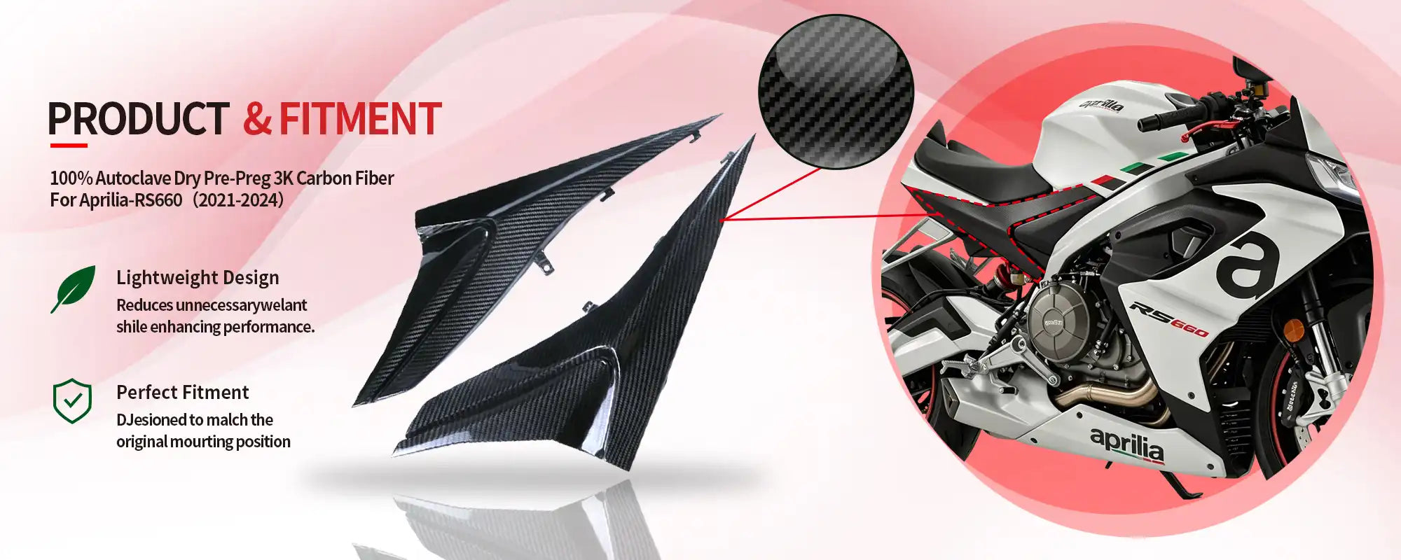 Carbon Fiber Under Seat Side Fairings (Pair) for Aprilia RS660 2021-2024 - 2x2 Twill Glossy