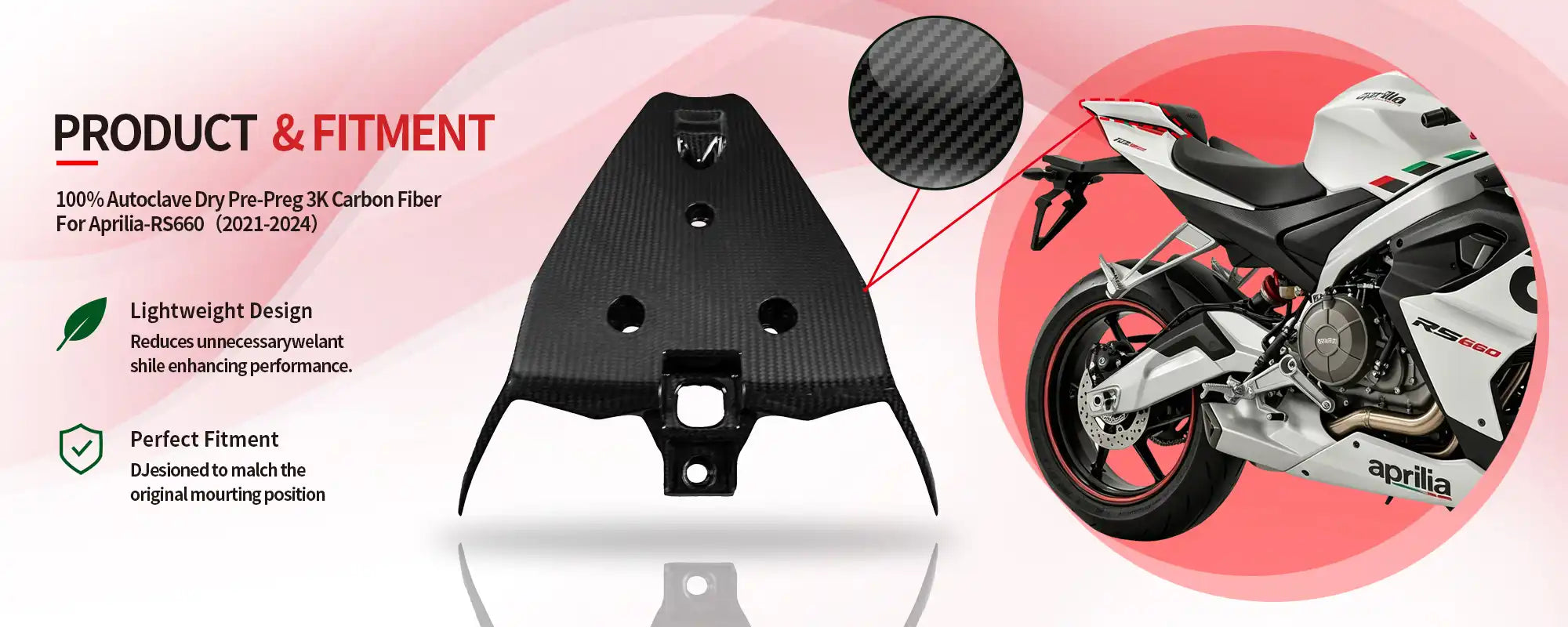 Carbon Fiber Rear Passenger Grab Handle Luggage Bracket for Aprilia RS660 2021-2024 - 2x2 Twill Glossy