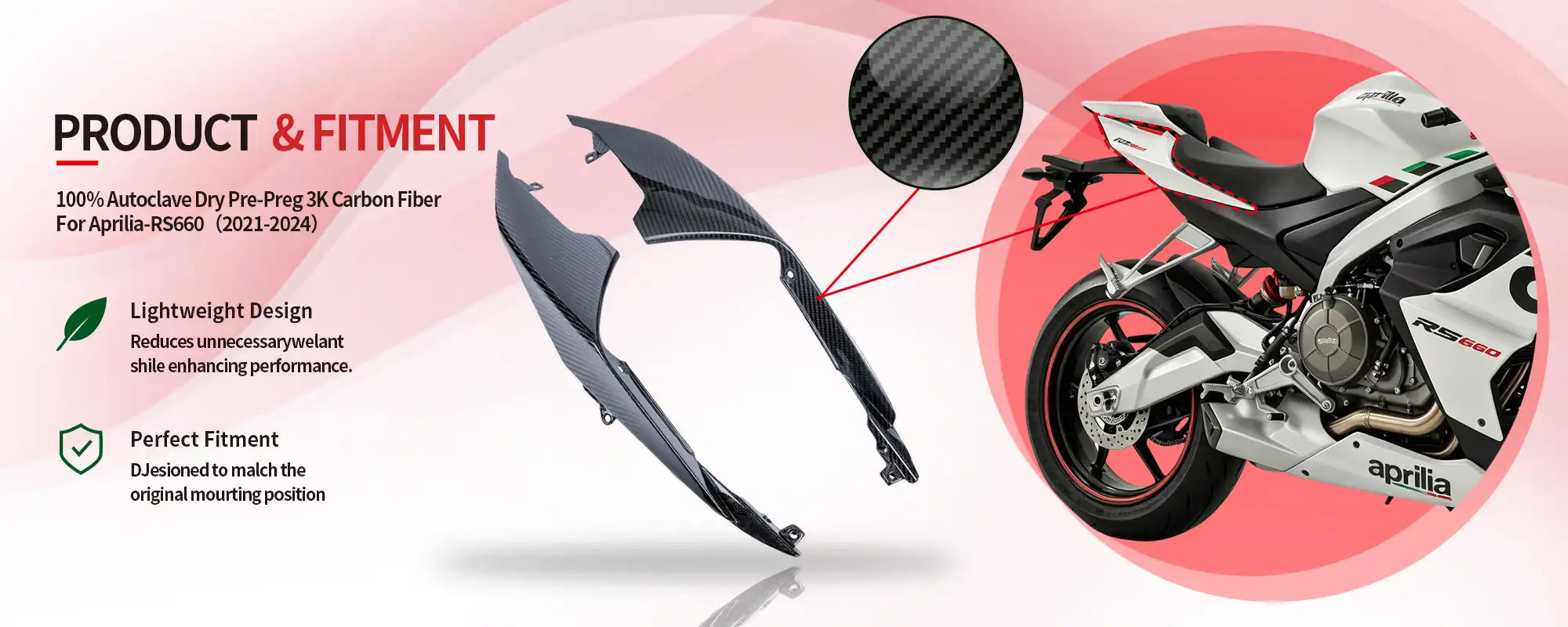 Carbon Fiber Rear Upper Tail Side Panels (Pair) for Aprilia RS660 2021-2024 - 2x2 Twill Glossy