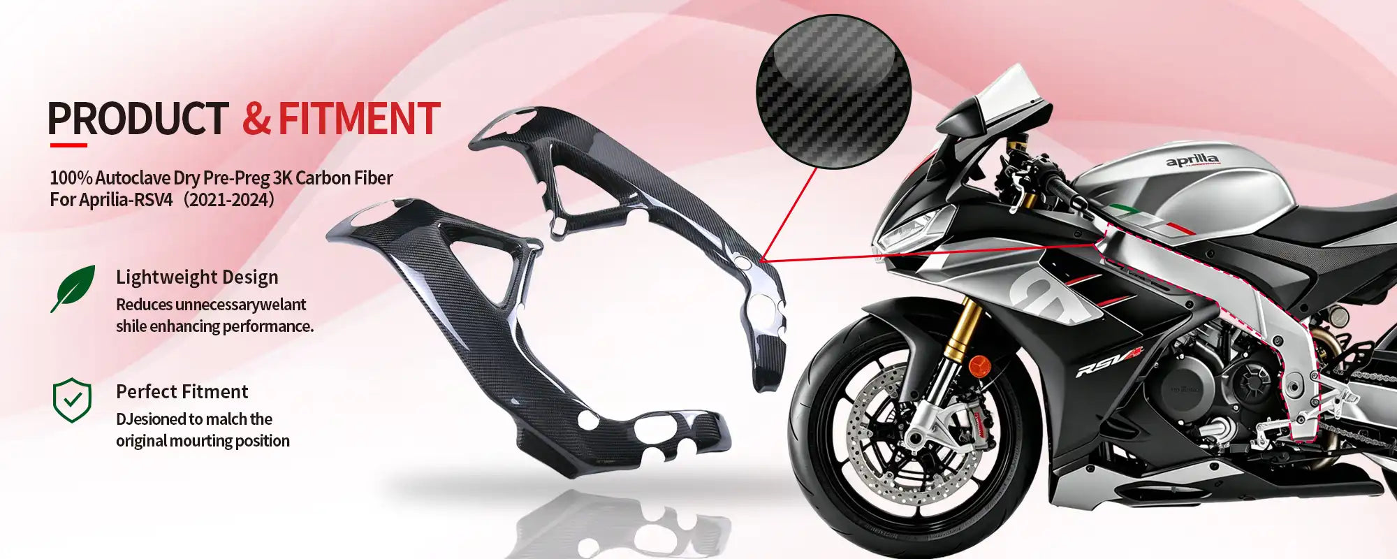 Carbon Fiber Frame Covers (Pair) for Aprilia RSV4 2021-2024 - 2x2 Twill Glossy