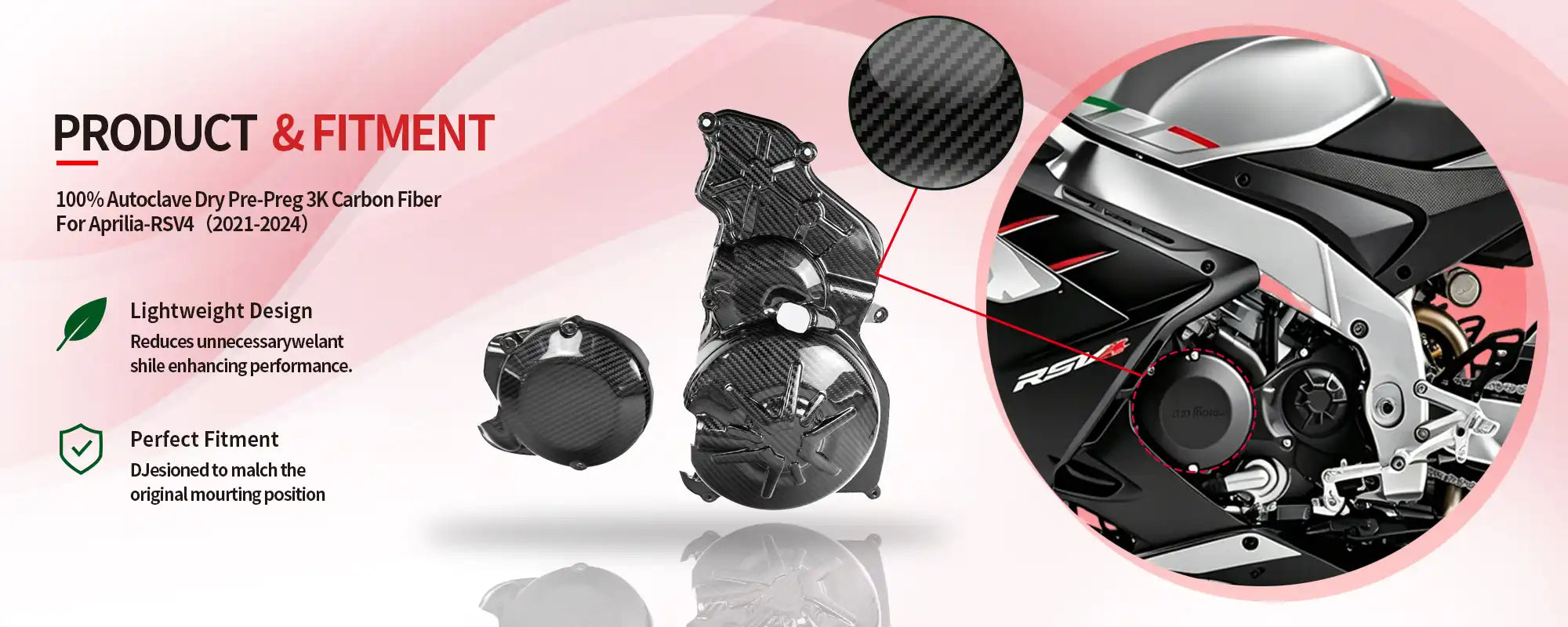 Carbon Fiber Engine Case Covers 2-Piece Set for Aprilia RSV4 2021-2024 - 2x2 Twill Glossy