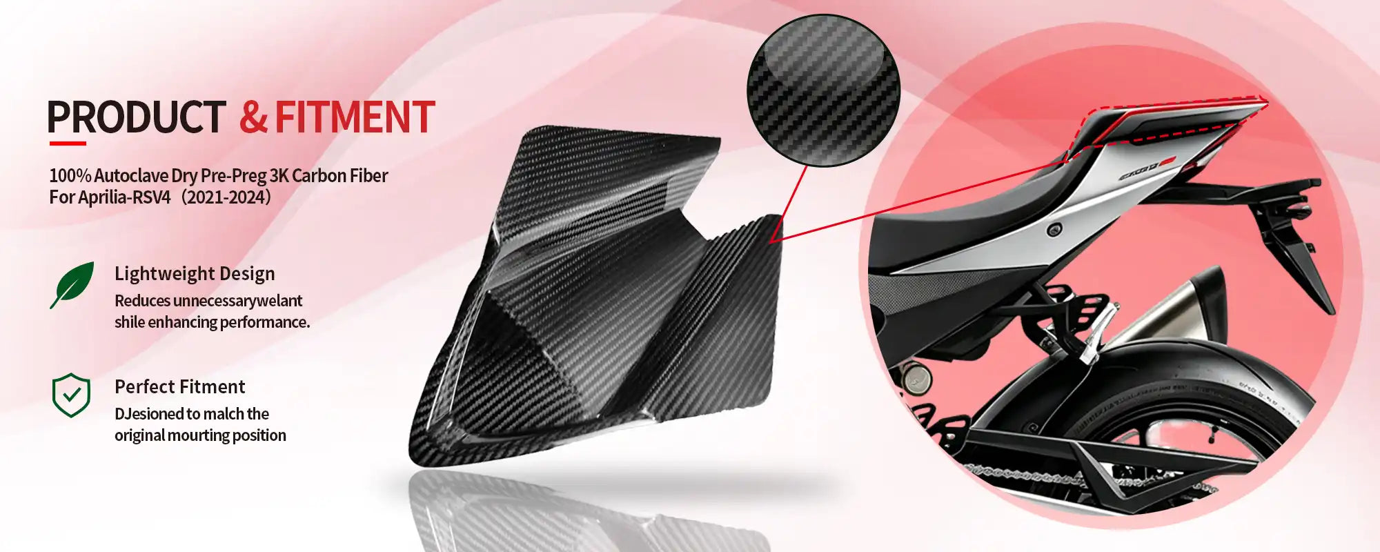 Carbon Fiber Rear Seat Cowl Cover for Aprilia RSV4 2021-2024 - 2x2 Twill Glossy