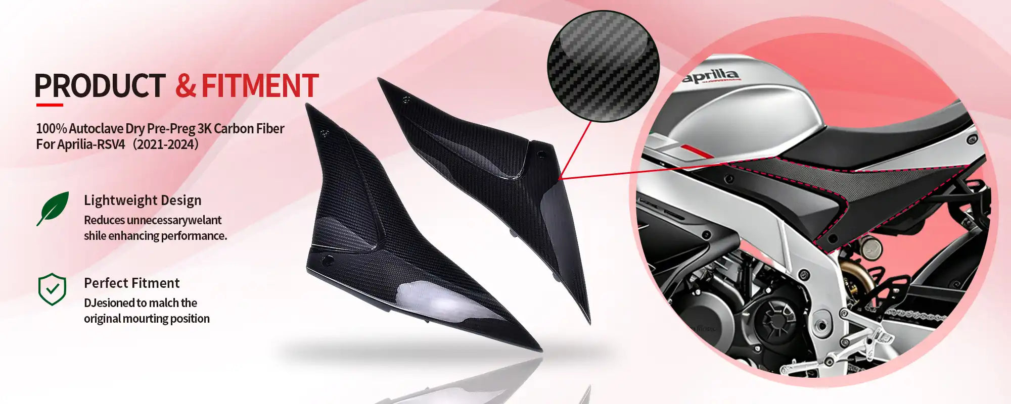 Carbon Fiber Under Seat Side Panels (Pair) for Aprilia RSV4 2021-2024 - 2x2 Twill Glossy