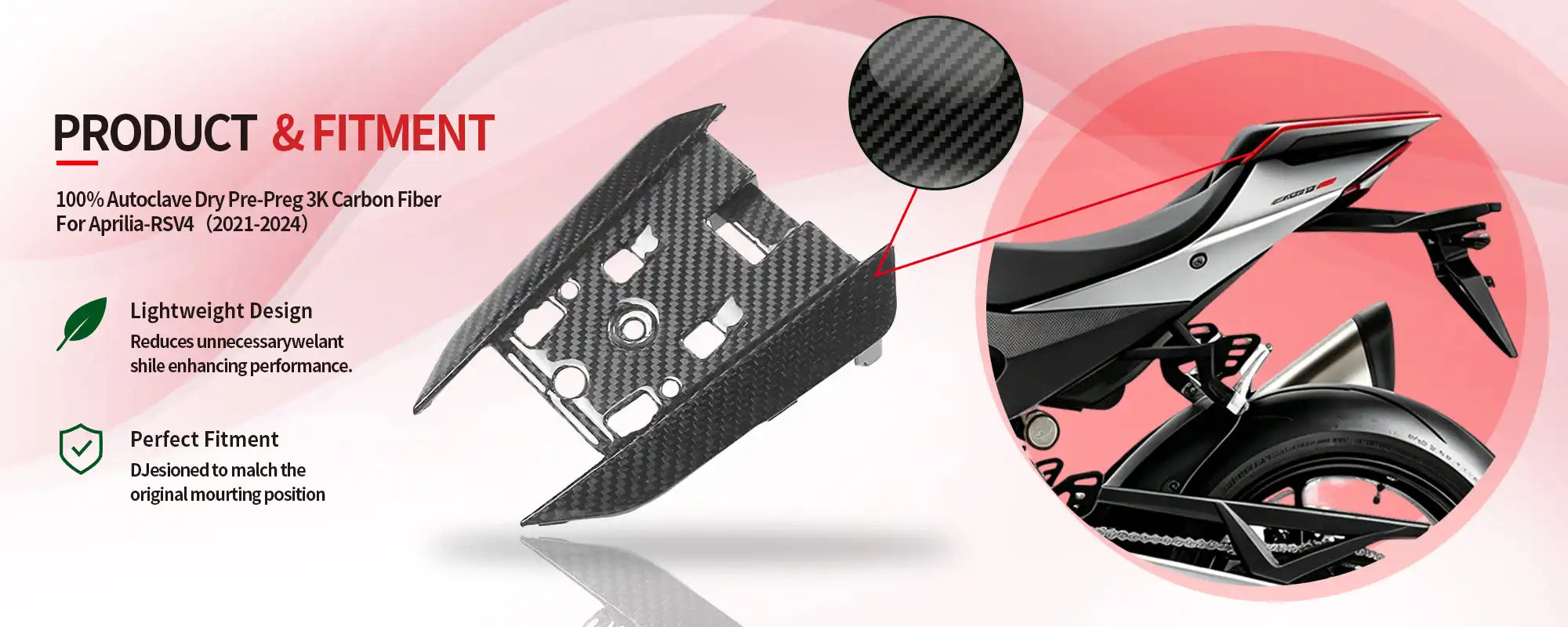 Carbon Fiber Seat Cowl Bracket for Aprilia RSV4 2021-2024 - 2x2 Twill Glossy