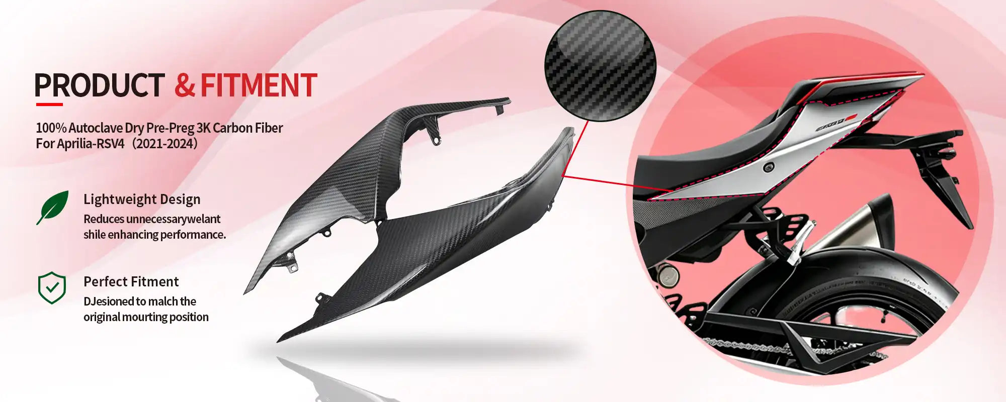 Carbon Fiber Tail Side Panels (Pair) for Aprilia RSV4 2021-2024 - 2x2 Twill Glossy