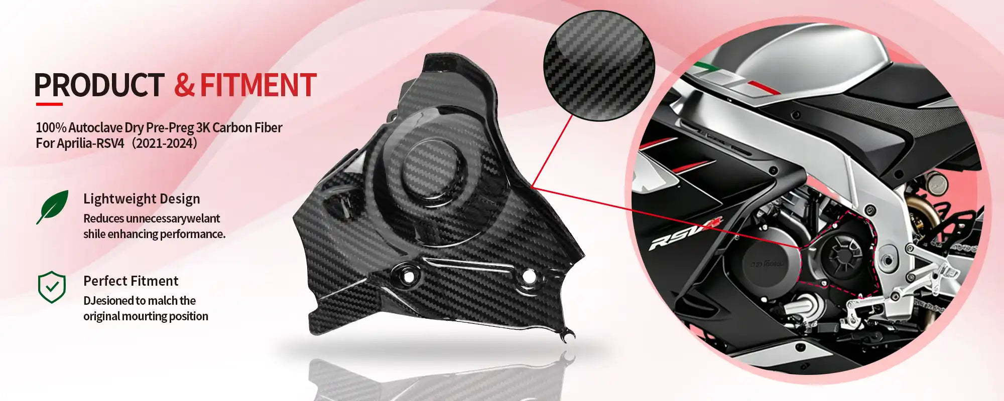 Carbon Fiber Front Sprocket Cover for Aprilia RSV4 2021-2024 - 2x2 Twill Glossy