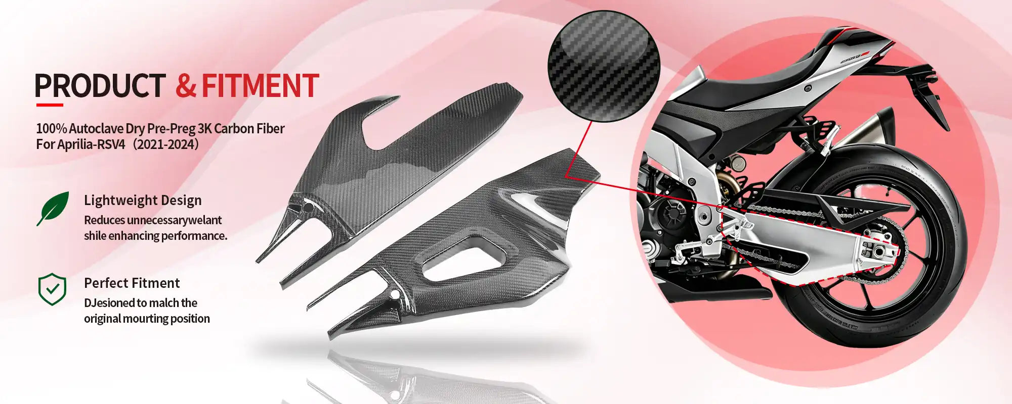 Carbon Fiber Swingarm Covers (Pair) for Aprilia RSV4 2021-2024 - 2x2 Twill Glossy