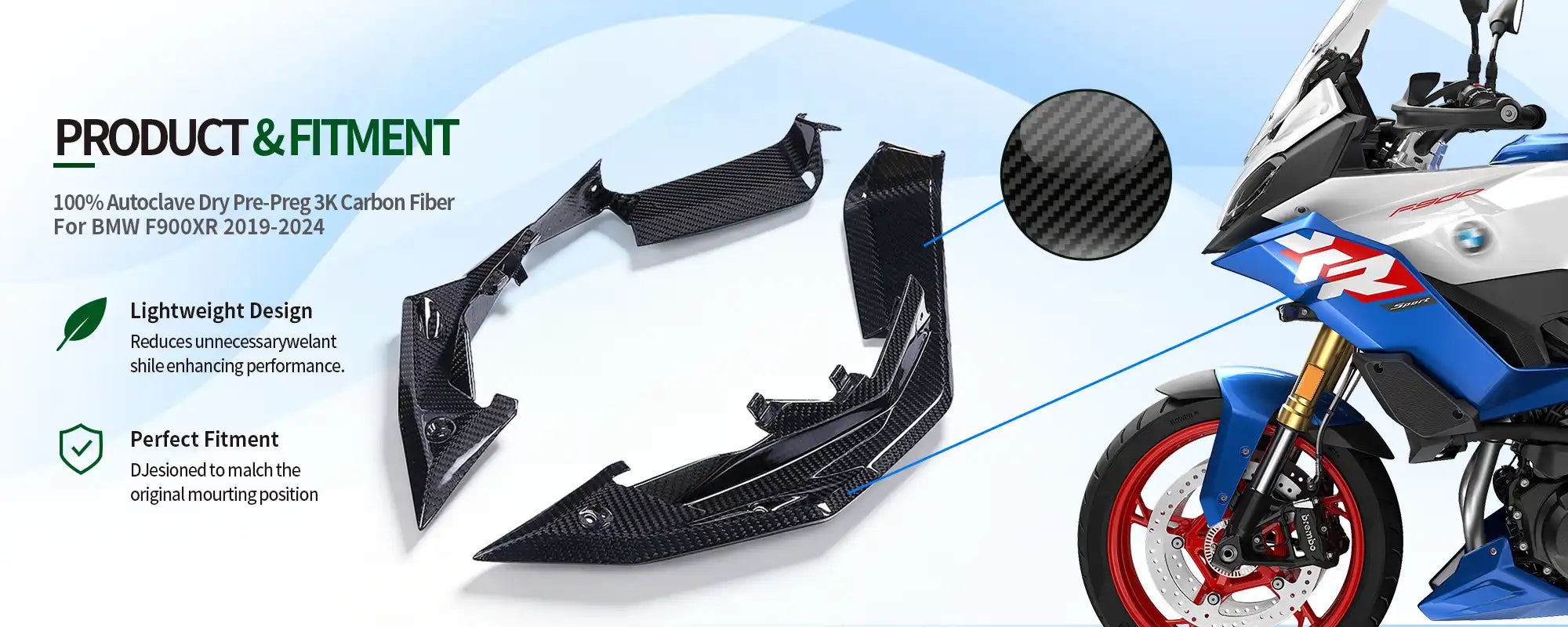 Carbon Fiber Side Fairings Inner Part (Pair) for BMW F900XR 2019-2024 - 2x2 Twill Glossy