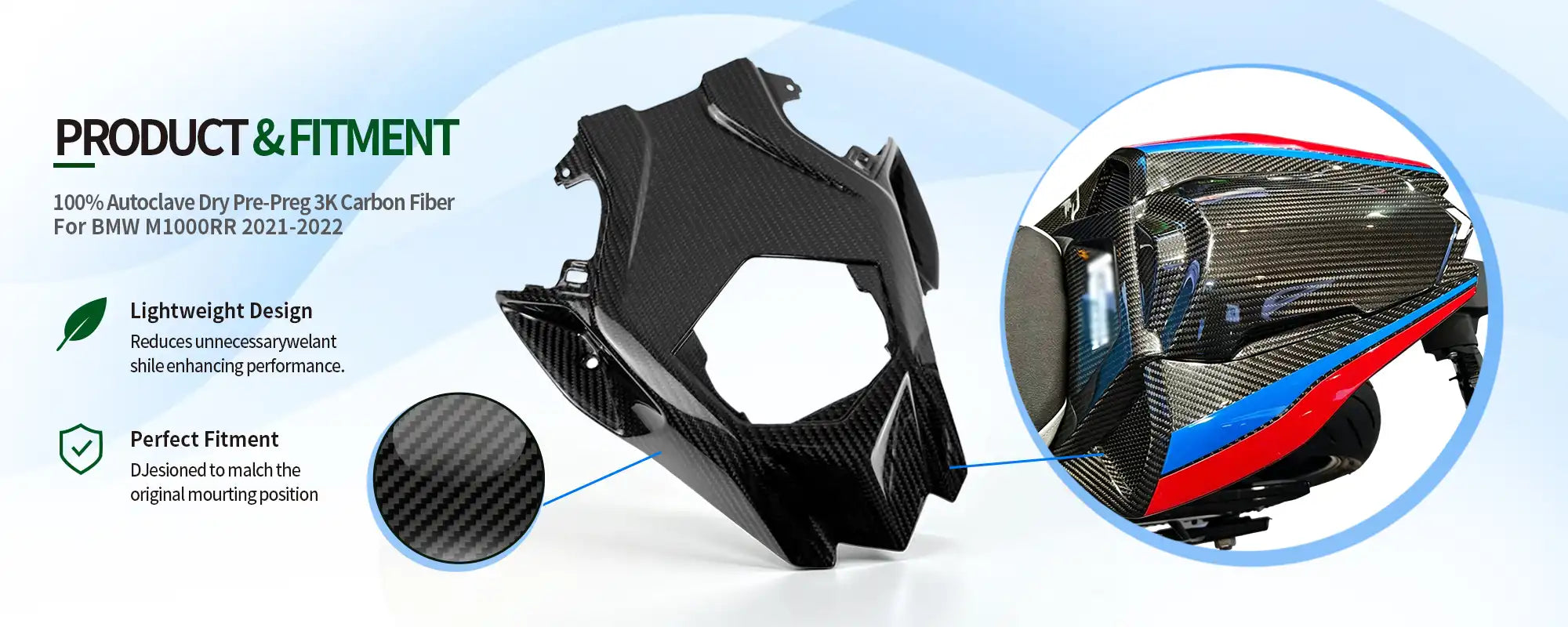 Carbon Fiber Under Tail Cover for BMW M1000RR 2021-2022 - 2x2 Twill Glossy