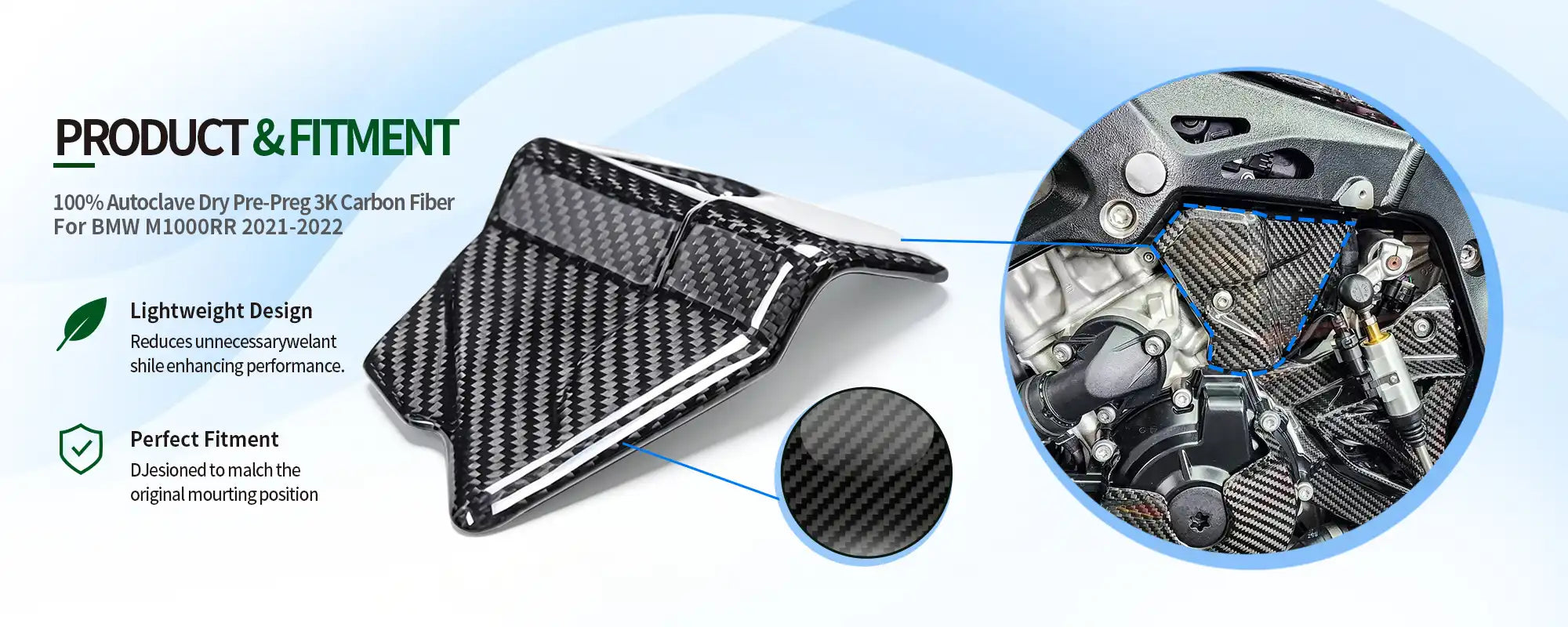 Carbon Fiber Cable Cover for BMW M1000RR 2021-2022 - 2x2 Twill Glossy