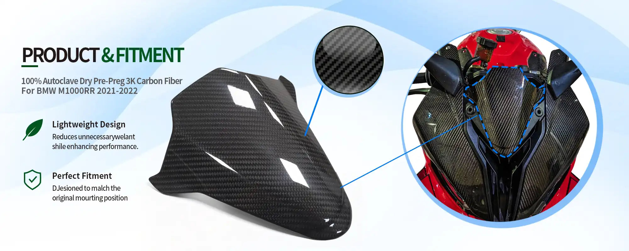 Carbon Fiber Dashboard Instrument Cover for BMW M1000RR 2021-2022 - 2x2 Twill Glossy