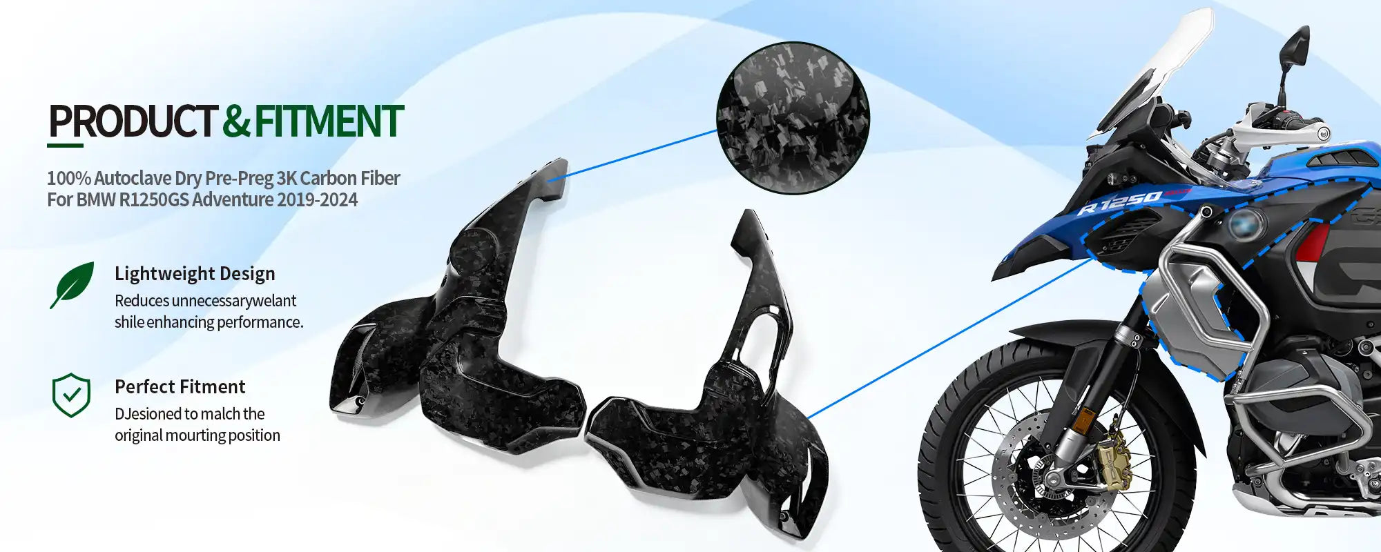 Carbon Fiber Air Intake Covers (Pair) for BMW R1250GS Adventure 2019-2024 (Fits ADV Only) - 2x2 Twill Glossy