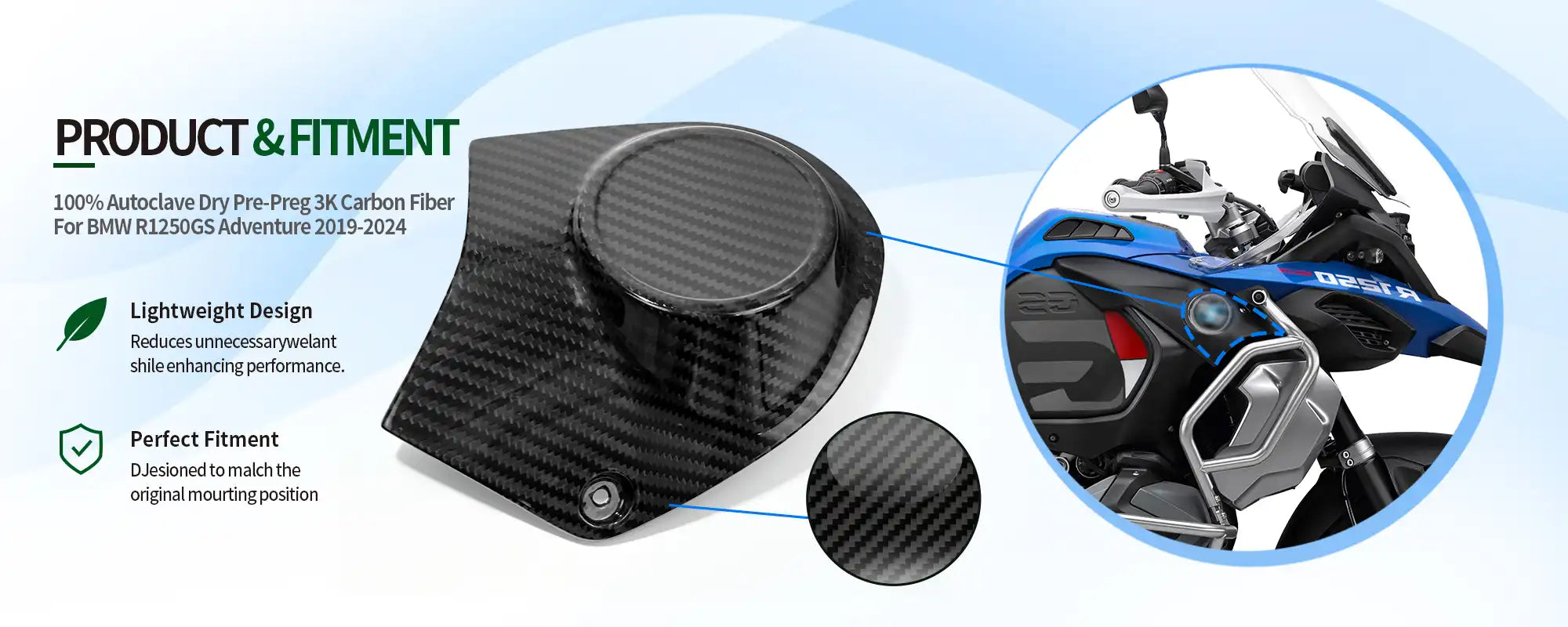 Carbon Fiber Air Intake Duct Inner Panel Right Side for BMW R1250GS  Adventure 2019-2024 - 2x2 Twill Glossy