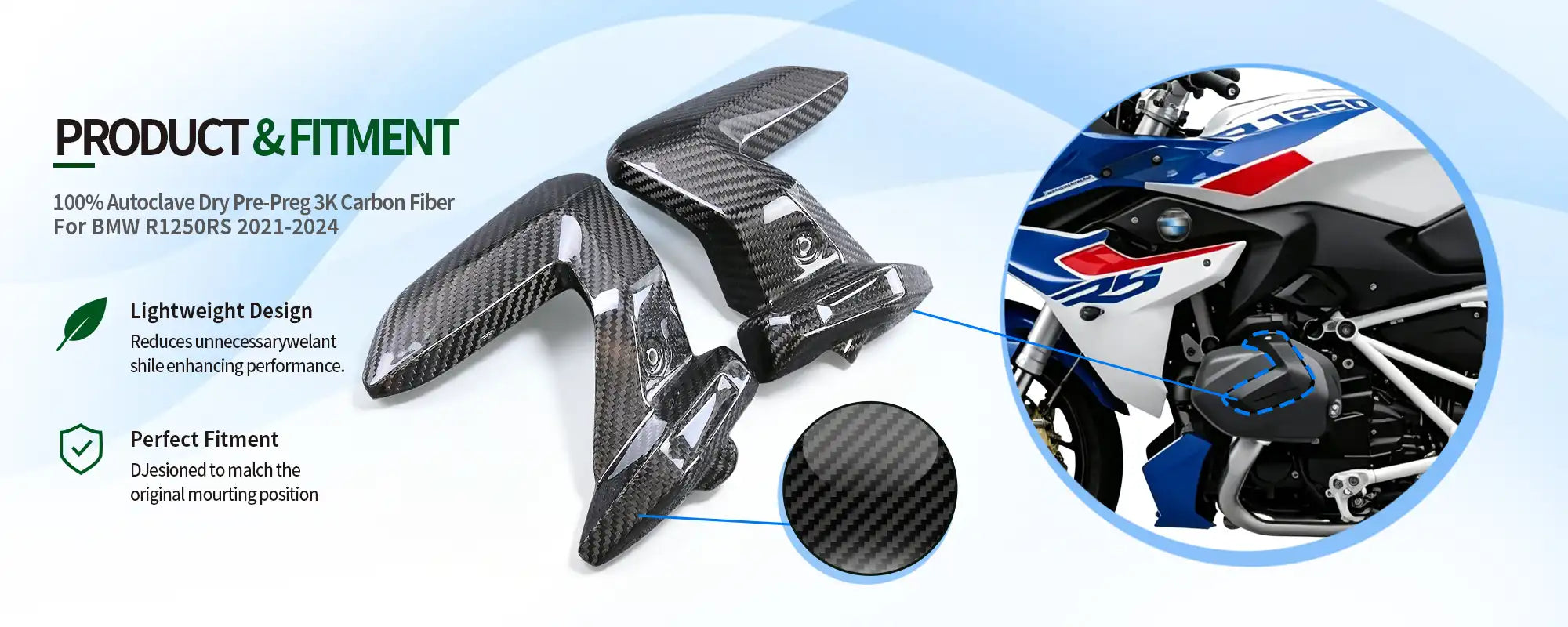 Carbon Fiber Spark Plug Cover (Pair) for BMW R1250RS 2021-2024, 2x2 Twill Weave (Glossy)