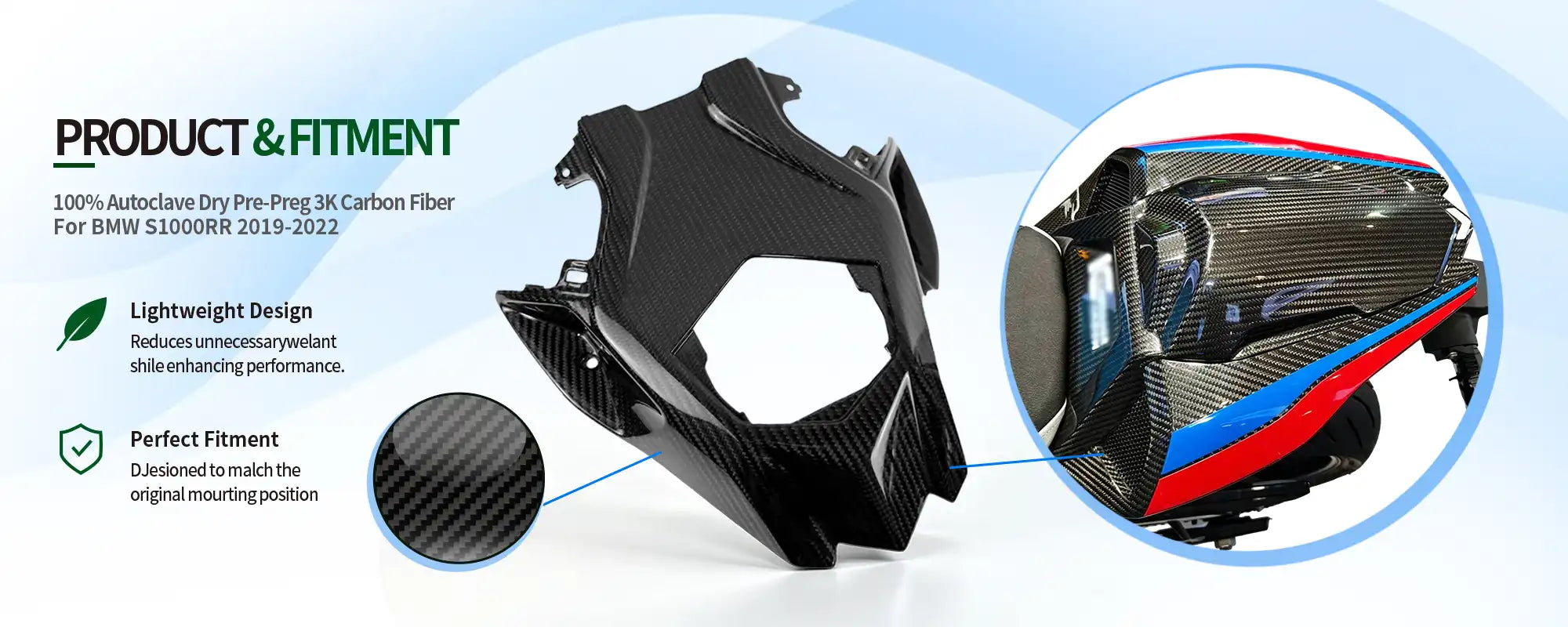 Carbon Fiber Undertail for BMW S1000RR 2019-2022, 2x2 Twill Weave (Glossy)
