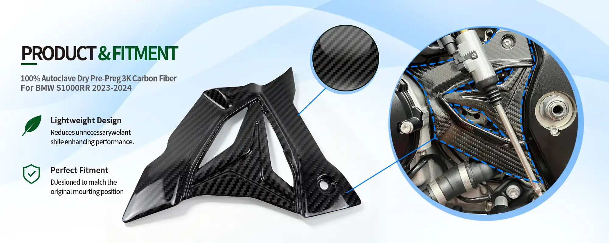 Carbon Fiber Sprocket Cover for BMW S1000RR 2023-2024, 2x2 Twill Weave (Glossy)