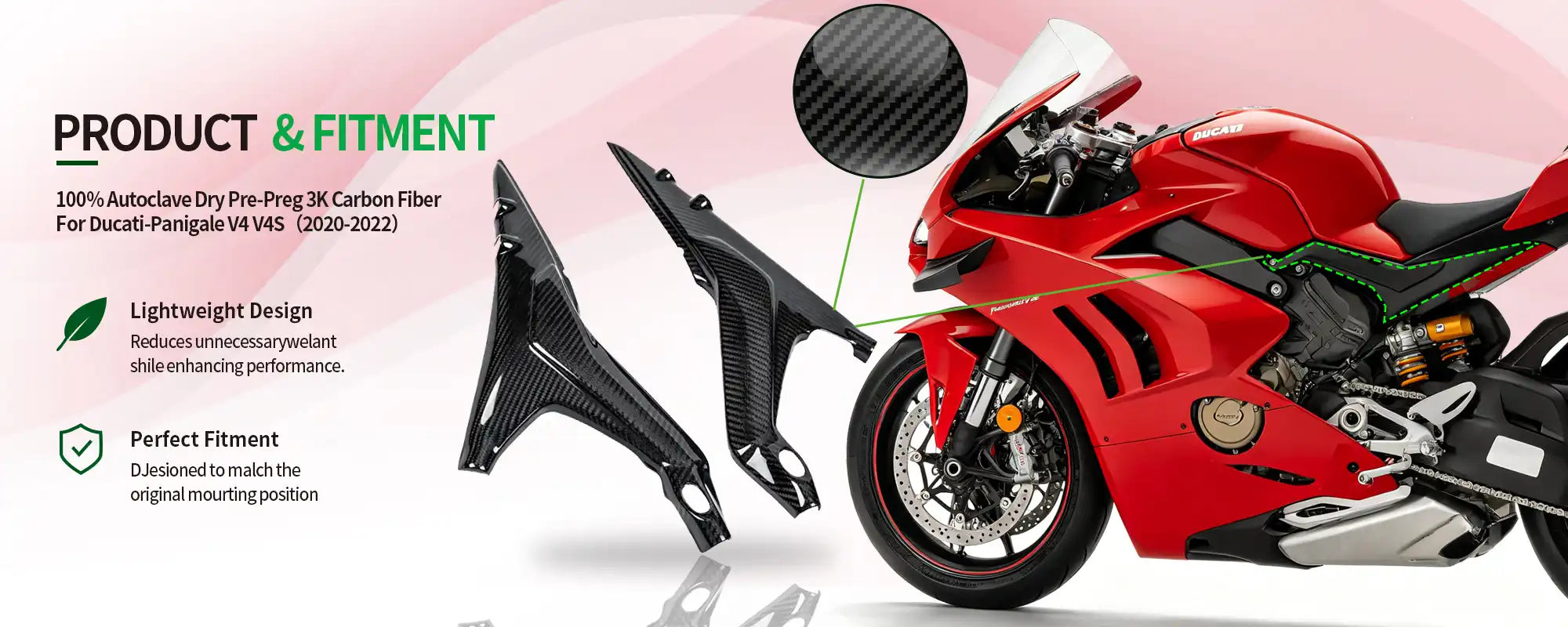 Carbon Fiber Rear Subframe Covers Protectors (Pair) for Ducati Panigale V4  V4S 2020-2022 - 2x2 Twill Glossy