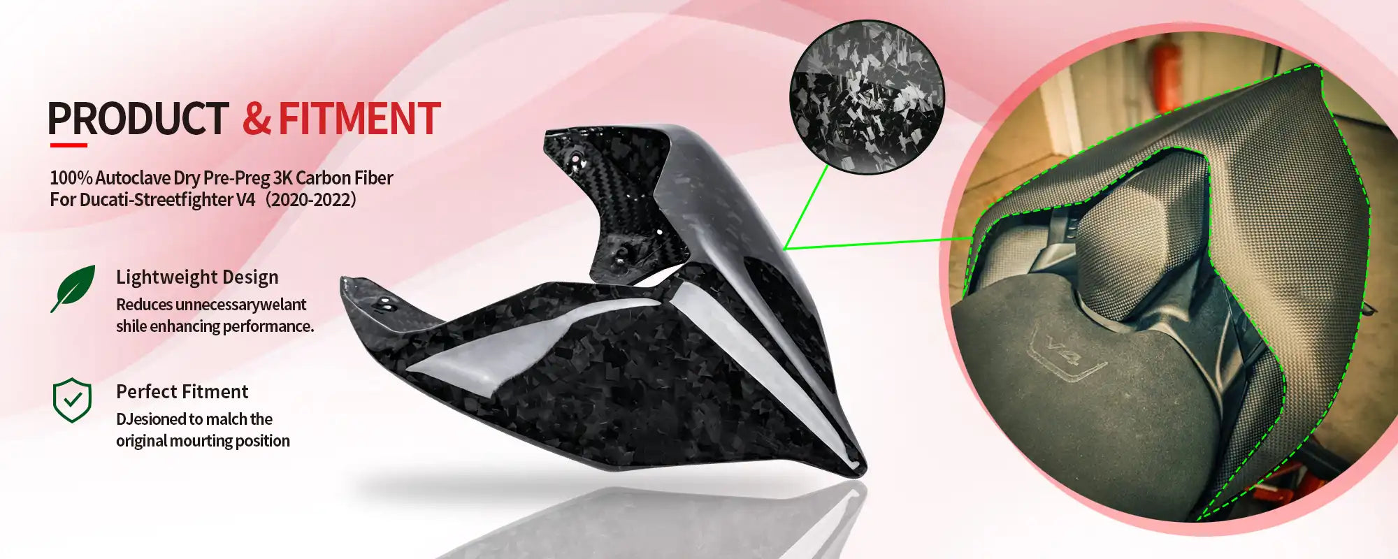 Carbon Fiber Tail Rear Fairing Cowl for Ducati Panigale V4 V4S V4SP V2 & Streetfighter V4 V4S V4SP V2 2018-2024 - 2x2 Twil