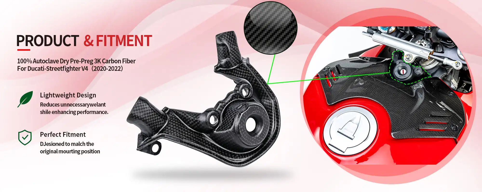 Carbon Fiber Key Ignition Switch Cover for Ducati Panigale V4 V4S V4SP (2018-2024) & Streetfighter V4 V4S V4SP (2020-2024) - 2x2 Twill Glossy