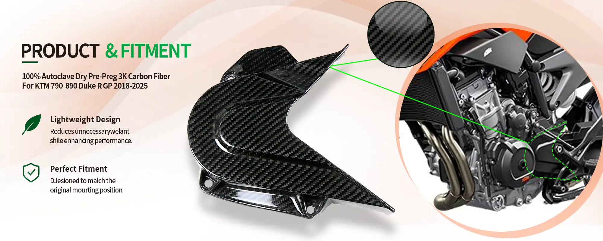 Carbon Fiber Front Sprocket Cover Engine Protection for KTM 790  890 Duke R GP 2018-2025 2x2 Twill Glossy