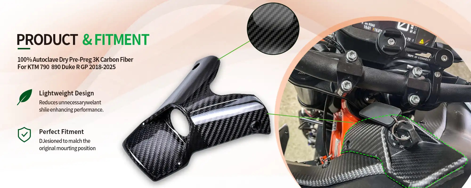 Carbon Fiber Ignition Key Switch Cover for KTM 790  890 Duke R GP 2018-2025 2x2 Twill Glossy