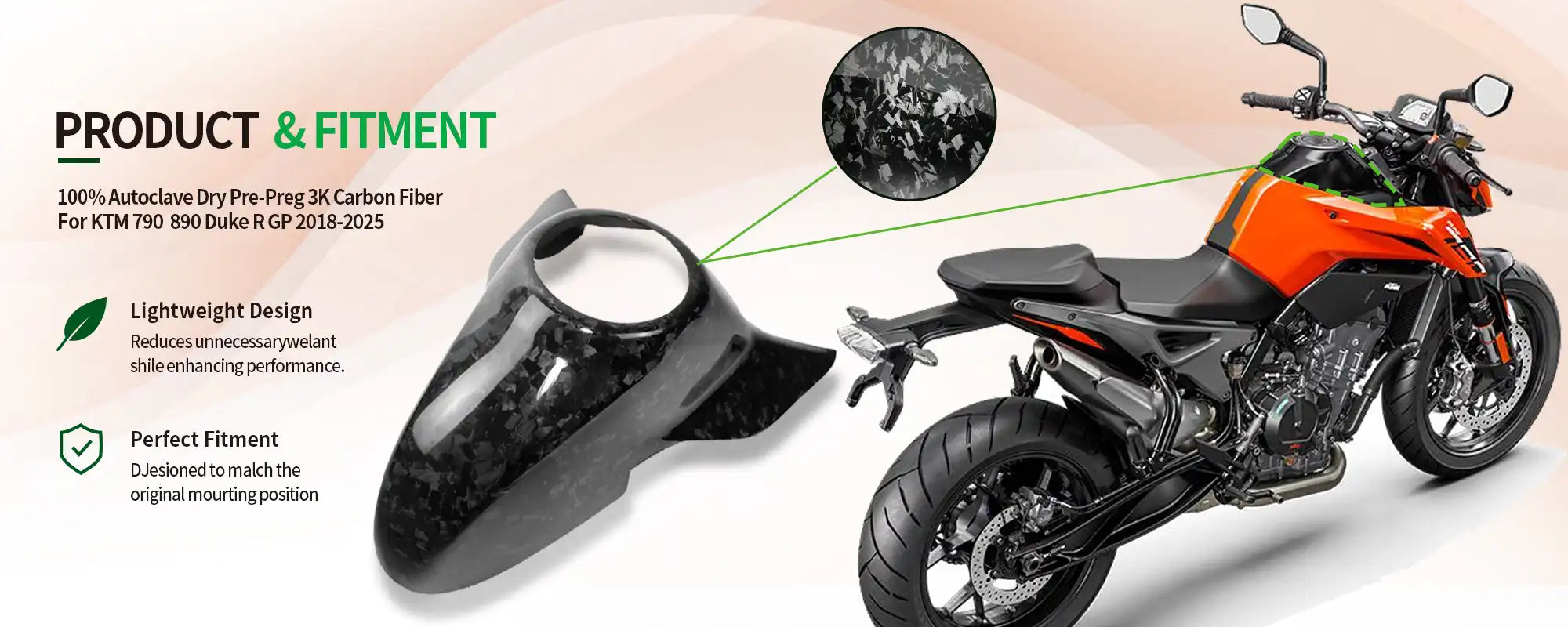 Carbon Fiber Fuel Tank Gas Cap Shell Cover for KTM 790  890 Duke R GP 2018-2025 Forged Carbon Glossy