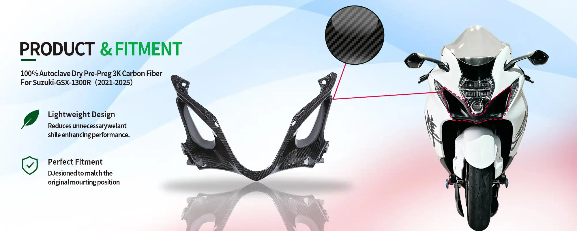 Carbon Fiber Headlight Cover for Suzuki GSX1300R Hayabusa 2021-2025, 2x2 Twill Weave (Glossy)